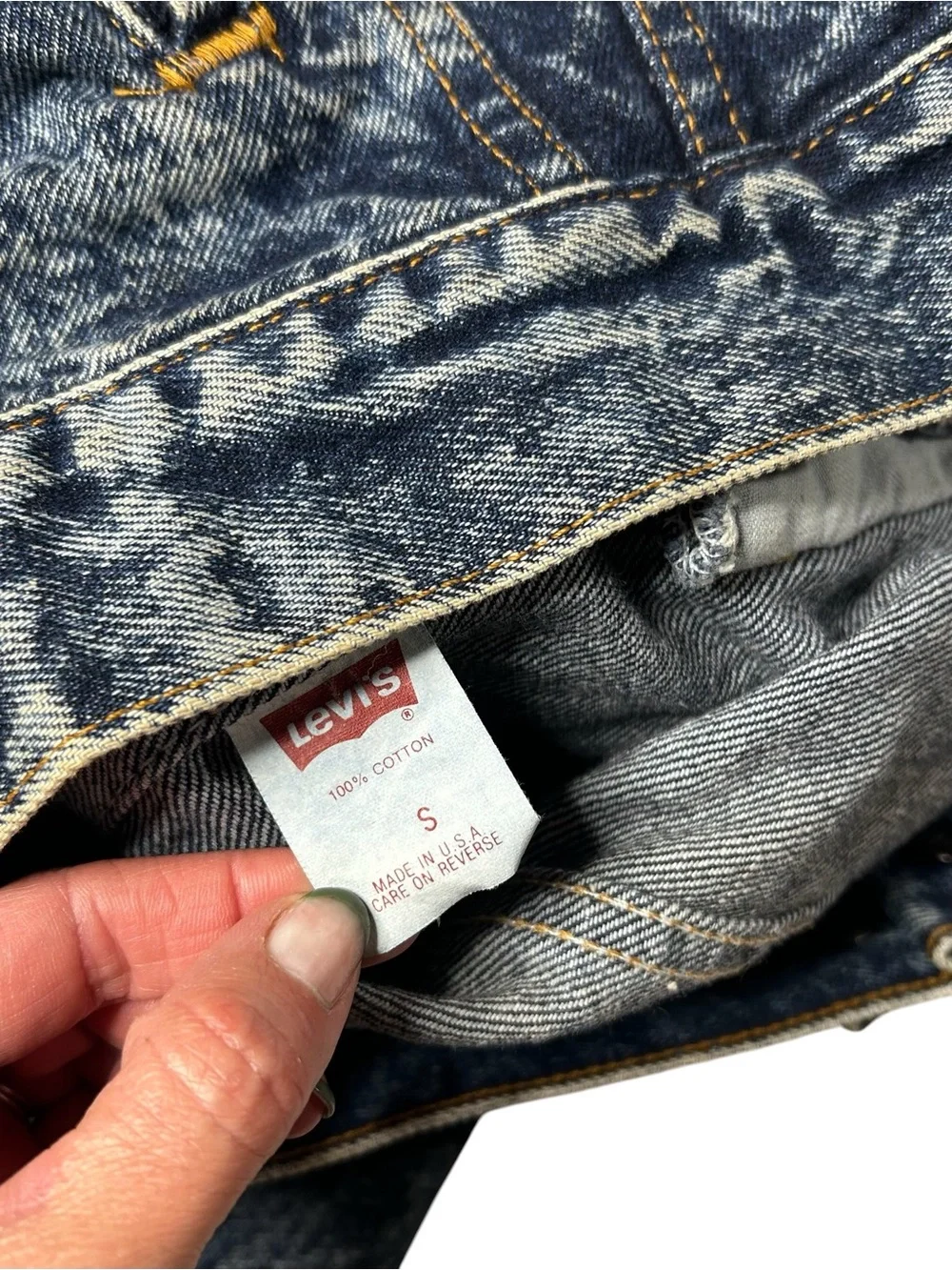 Vintage Levi's Type III 70507 Acid Wash Denim Trucker Jacket USA Small - Picture 13 of 15
